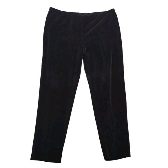 Velour Jogger Pants Black Pull On Elastic Waist Size L Vintage Liz claiborne - Picture 3 of 12